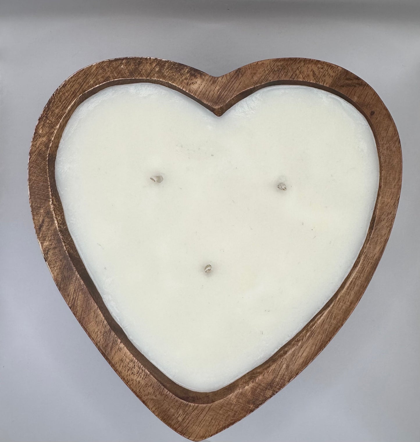3 Wick Heart Shaped Wood Dough Bowl - Spell Bound