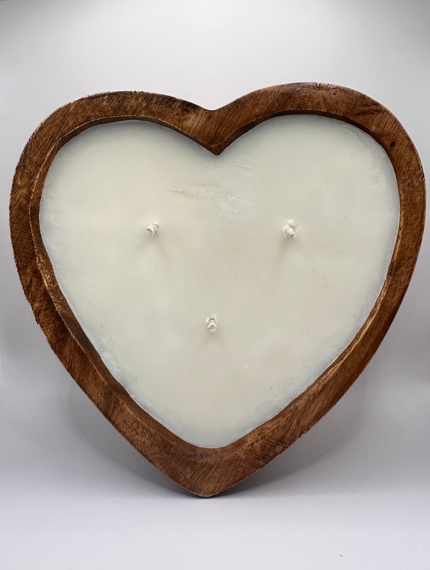 3 Wick Heart Shaped Wood Dough Bowl - Spell Bound
